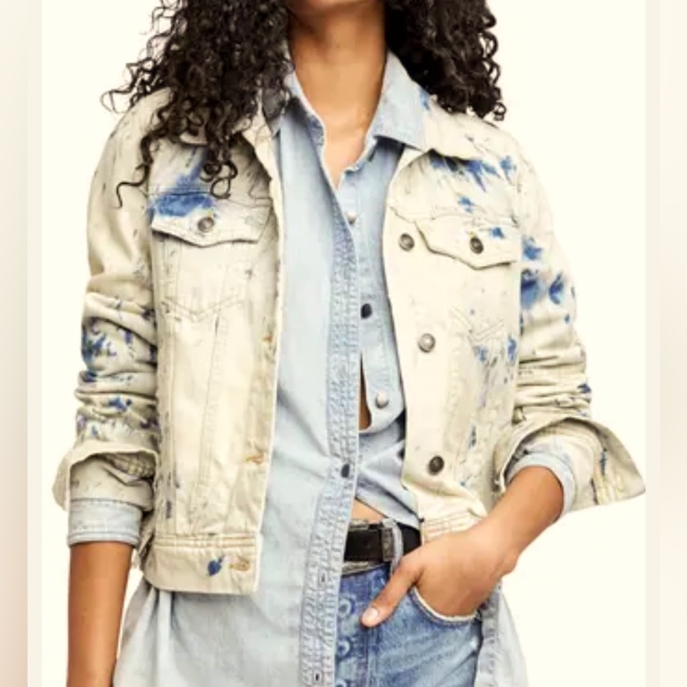 Free People NWT Distressed Denim Jacket